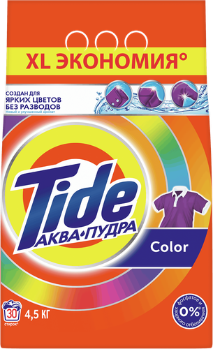 Стиральный порошок для цветного белья TIDE Аквапудра Color, автомат, 4,5кг, вид