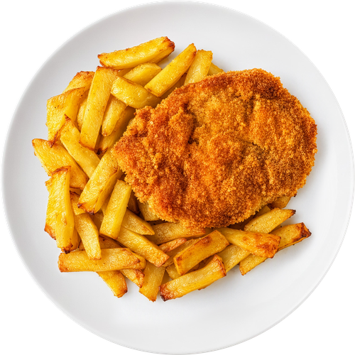 Отбивная из куриной грудки БЕЛЫЕ РУЧКИ в хрустящей корочке, 260г, вид