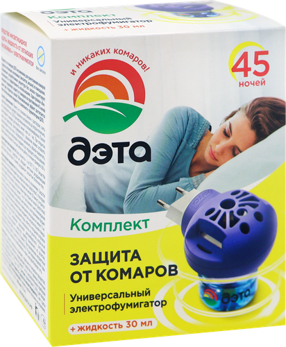 Комплект от комаров ДЭТА Insecto Жидкость от комаров 45 ночей, 30мл + Электрофумигатор, фото