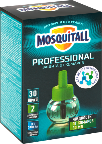 Жидкость от комаров MOSQUITALL Профессиональная защита 30 ночей, 30мл, крупный план