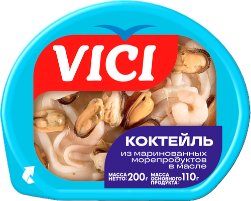 Морской коктейль маринованный VICI Любо есть, в масле, 200г, фото