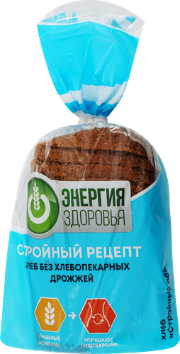 Хлеб ЭНЕРГИЯ ЗДОРОВЬЯ Стройный рецепт, бездрожжевой, в нарезке, 350г, вид