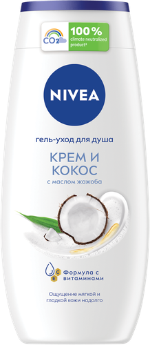 Гель для душа NIVEA Крем и кокос увлажняющий, 250мл, вид