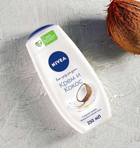 Гель для душа NIVEA Крем и кокос увлажняющий, 250мл, детальное фото