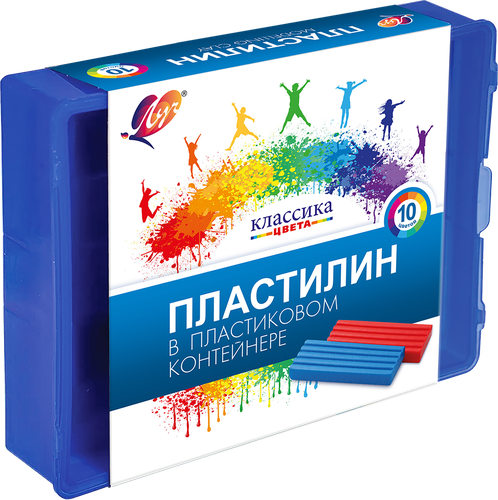 Пластилин ЛУЧ Классика, 10 цветов, в пластиковом контейнере, стек/картонный вкладыш, Арт. 20С1345-08, детальное фото