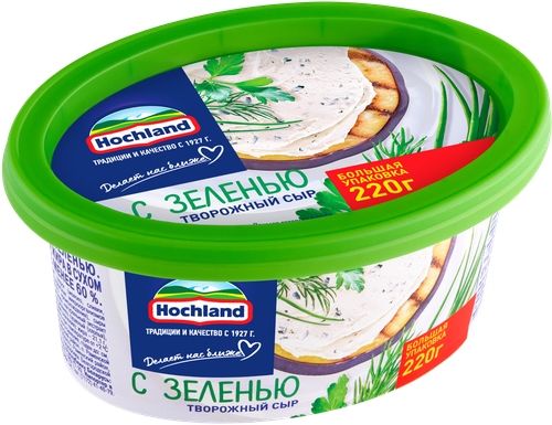 Сыр творожный HOCHLAND с зеленью 60%, без змж, 220г, картинка