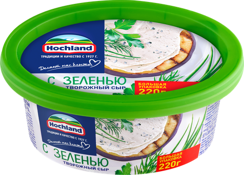 Сыр творожный HOCHLAND с зеленью 60%, без змж, 220г, изображение