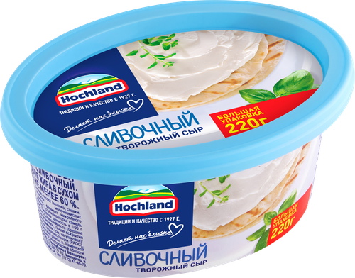 Сыр творожный HOCHLAND сливочный 60%, без змж, 220г, фото
