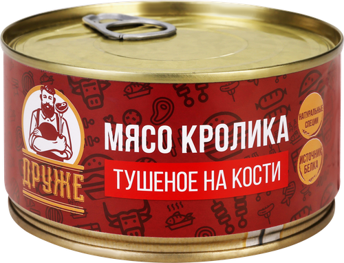 Кролик тушеный ДРУЖЕ мясо на кости, 325г, картинка