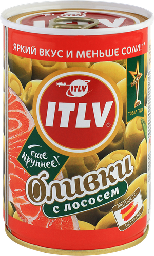 Оливки с лососем ITLV зеленые, 300г, фото