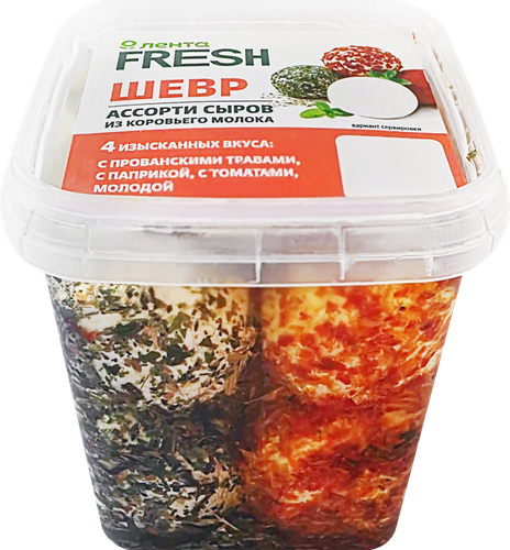 Ассорти сыров Шевр в обсыпке Прованские травы/Паприка/Томат 45% ЛЕНТА FRESH, 250г, изображение