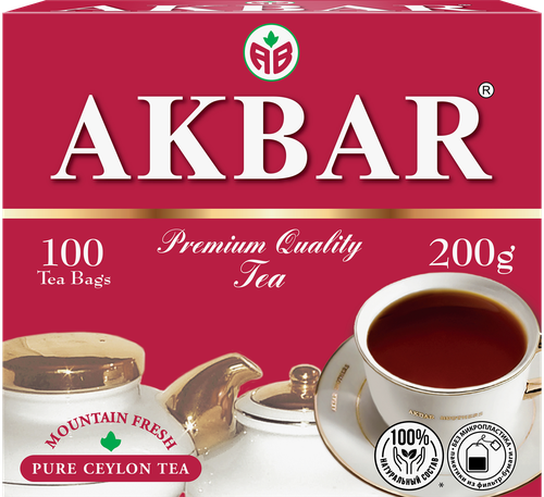 Чай черный AKBAR Красно-белая серия Цейлонский байховый, 100пак, изображение