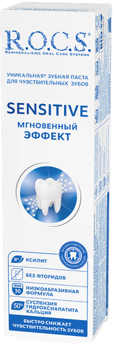 Зубная паста R.O.C.S. Sensitive Мгновенный эффект, для чувствительных зубов, 94г, детальное фото