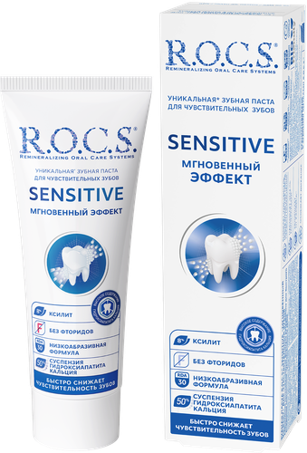 Зубная паста R.O.C.S. Sensitive Мгновенный эффект, для чувствительных зубов, 94г, фотография