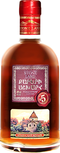 Коньяк STONE LAND Камень №5 Армянский ординарный 5 лет 40%, 0.5л, вид