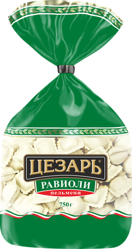 Пельмени ЦЕЗАРЬ Равиоли, категория Б, 750г, вид