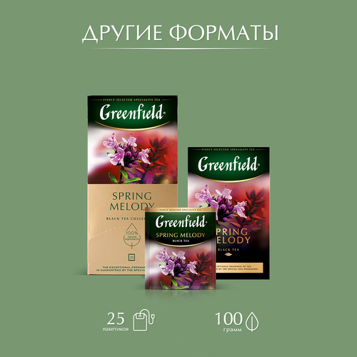 Чай черный GREENFIELD Spring Melody, 100пак, крупный план