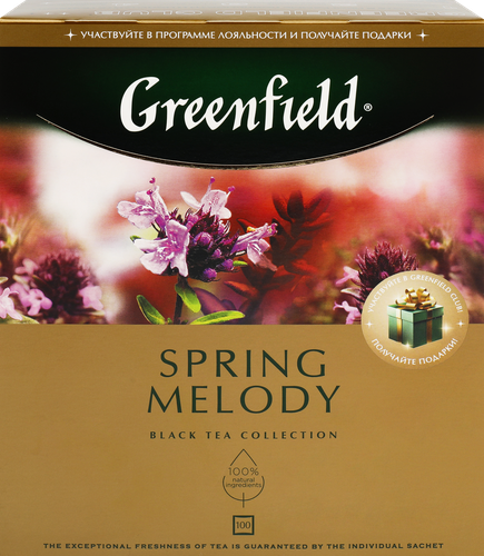 Чай черный GREENFIELD Spring Melody, 100пак, картинка