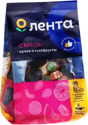 Смесь ЛЕНТА орехи сухофрукты, 200г, крупный план