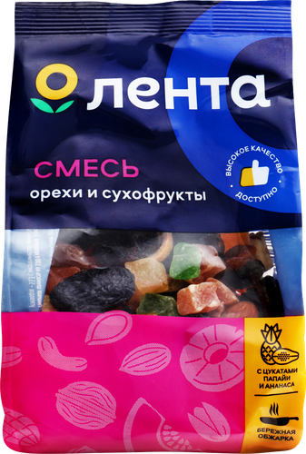 Смесь ЛЕНТА орехи сухофрукты, 200г, картинка