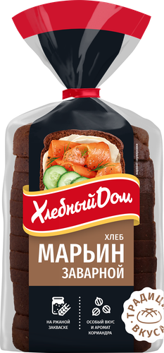 Хлеб заварной ХЛЕБНЫЙ ДОМ Марьин, в нарезке, 350г, картинка