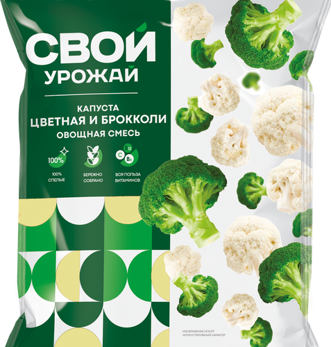 Смесь овощная СВОЙ УРОЖАЙ капуста цветная и брокколи, 400г, картинка