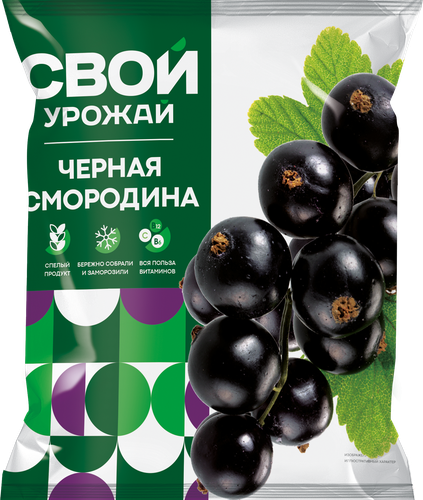 Смородина черная замороженная СВОЙ УРОЖАЙ, 300г, крупный план