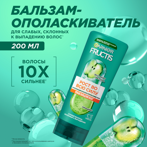 Бальзам для ослабленных склонных к выпадению волос FRUCTIS Рост во всю силу укрепляющий, 200мл, фото