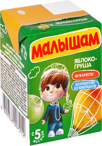 Нектар МАЛЫШАМ Яблоко-груша неосветленный, с 5 месяцев, 200мл, изображение