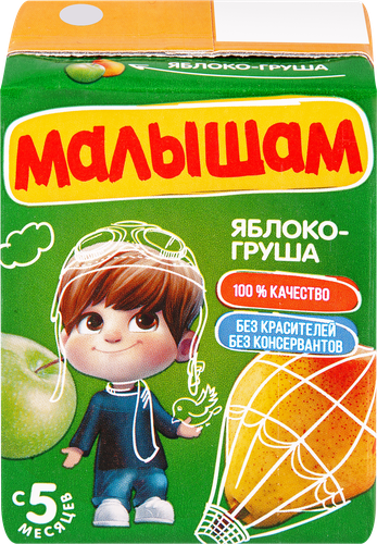 Нектар МАЛЫШАМ Яблоко-груша неосветленный, с 5 месяцев, 200мл, фото