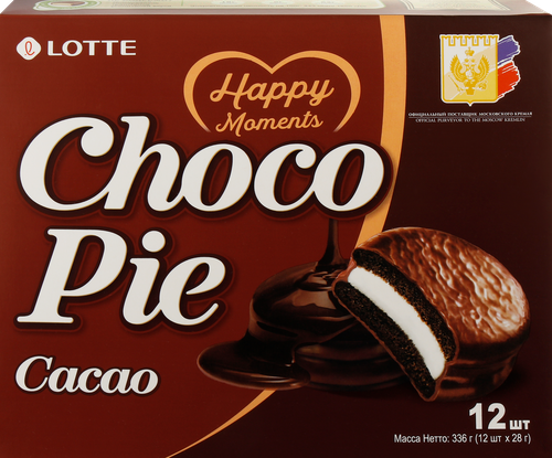 Мучное кондитерское изделие LOTTE CHOCOPIE какао в глазури, 336г, детальное фото