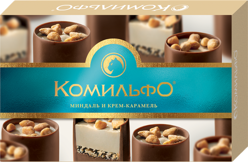 Конфеты КОМИЛЬФО Миндаль и крем-карамель, 116г, крупный план