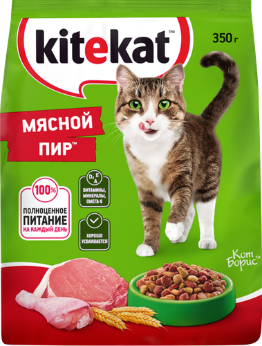 Корм сухой для кошек KITEKAT Мясной пир, 350г, детальное фото