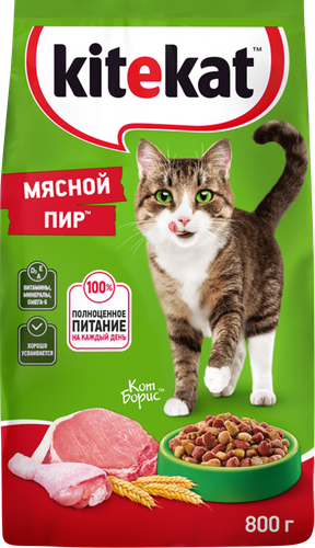 Корм сухой для кошек KITEKAT Мясной пир, 800г, изображение