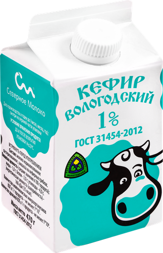 Кефир СЕВЕРНОЕ МОЛОКО Вологодский 1%, без змж, 470г, картинка