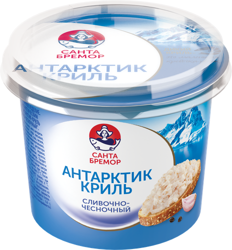 Крем-паста из морепродуктов САНТА БРЕМОР Антарктик-Криль сливочно-чесночный, 150г, вид