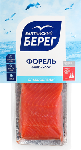 Форель слабосоленая БАЛТИЙСКИЙ БЕРЕГ филе-кусок с кожей, 200г, фотография