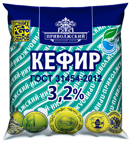 Кефир МЗ ПРИВОЛЖСКИЙ 3,2%, без змж, 450г, изображение