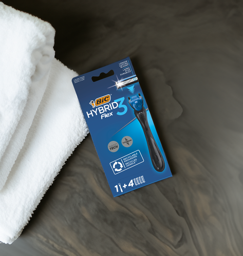 Бритва мужская BIC Hybrid 3 Flex с 4 сменными кассетами, крупный план