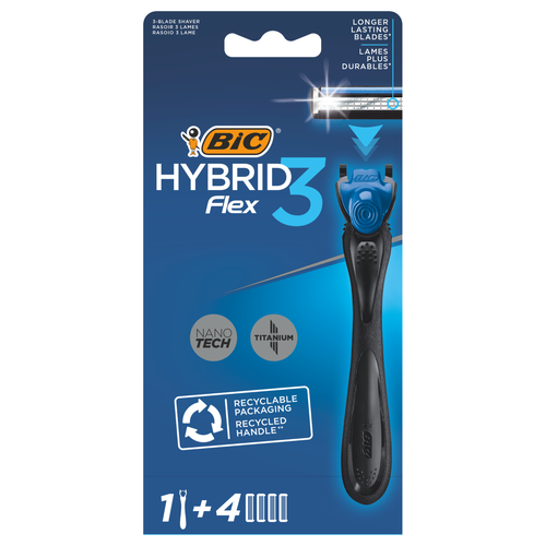 Бритва мужская BIC Hybrid 3 Flex с 4 сменными кассетами, картинка