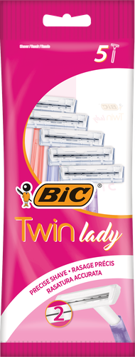 Бритвы одноразовая женская BIC Twin Lady 2 лезвия, 5шт, крупный план