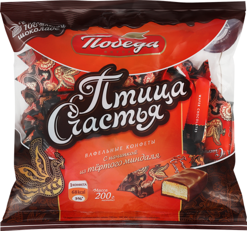 Конфеты ПОБЕДА ВКУСА Птица счастья вафельные, 200г, фото