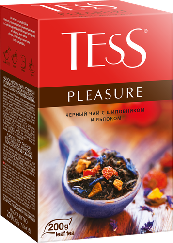 Чай черный TESS Pleasure с ароматом тропических фруктов и растительными компонентами байховый, листовой, 200г, вид