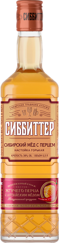 Настойка СИББИТТЕР Сибирский мед с перцем горькая, 38%, 0.5л, изображение