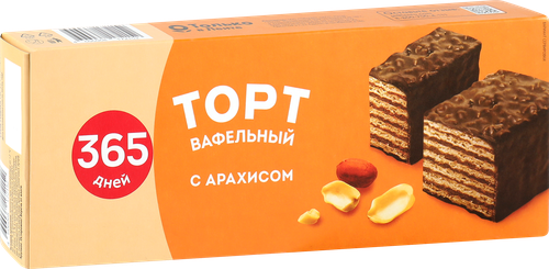 Торт вафельный 365 ДНЕЙ с арахисом, 200г, крупный план