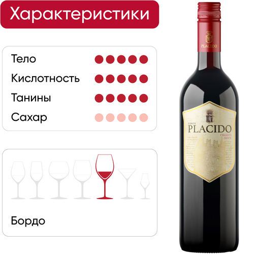 Вино PLACIDO Кьянти ординарное сортовое красное сухое, 0.75л, картинка
