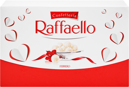 Конфеты RAFFAELLO с цельным миндальным орехом в кокосовой обсыпке, 90г, крупный план