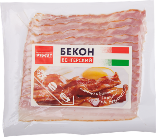 Бекон копчено-вареный РЕМИТ Венгерский, нарезка, 200г, изображение
