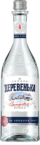 Водка ЗИМНЯЯ ДЕРЕВЕНЬКА на солодовом спирте, 40%, 0.25л, фото