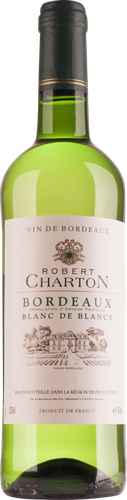 Вино ROBERT CHARTON Блан де Блан Бордо ординарное белое сухое, 0.75л, изображение